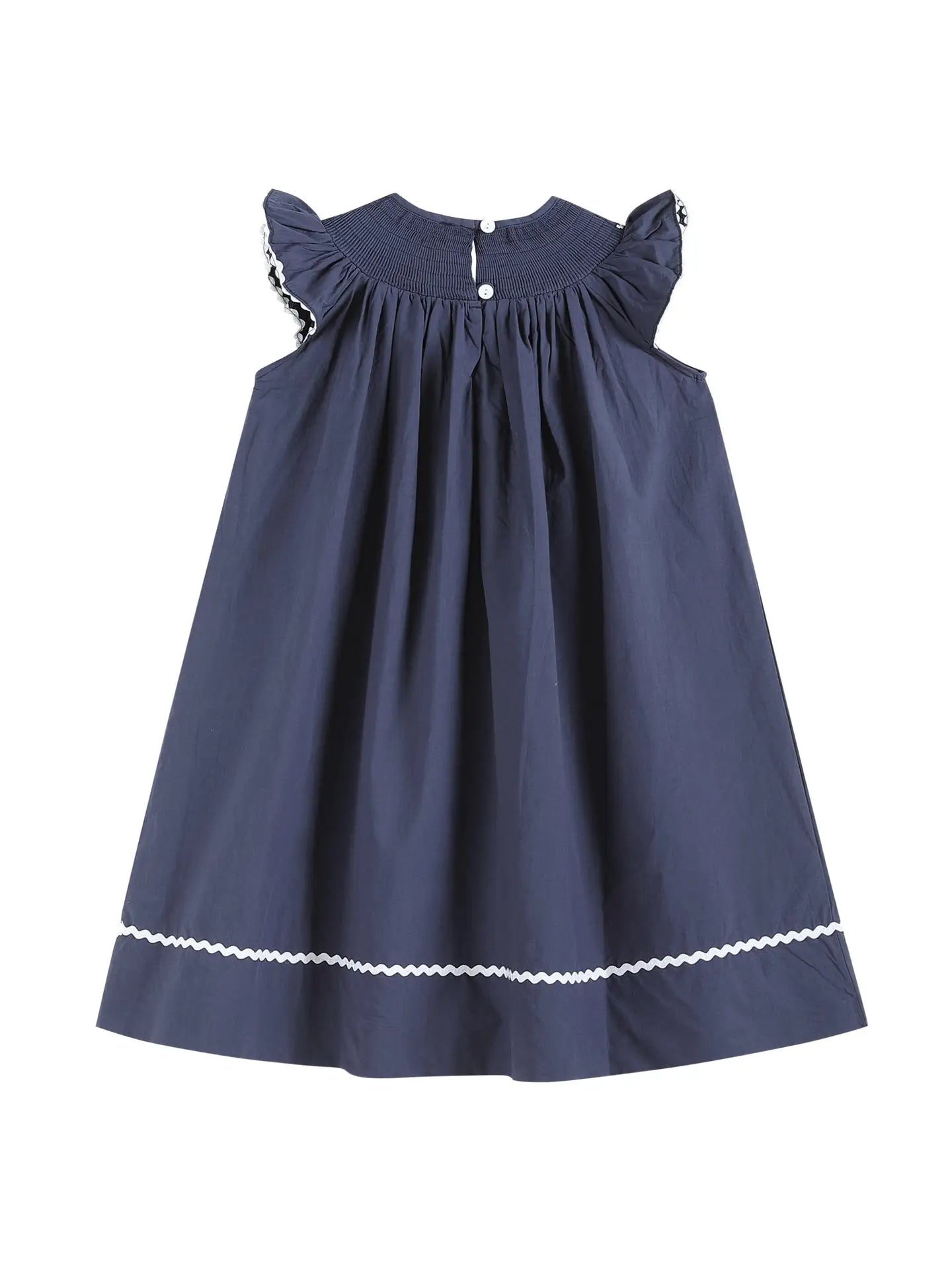 Navy Blue Nativity Smocked Christmas Dress