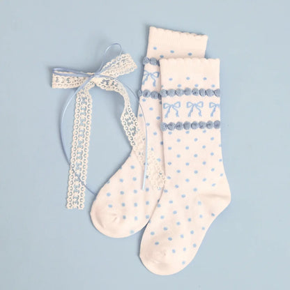 Little Stocking Co. Blue Bow Socks